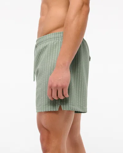 Abercrombie & Fitch Pull-on Wide Seersucker Swim Trunk In Blue