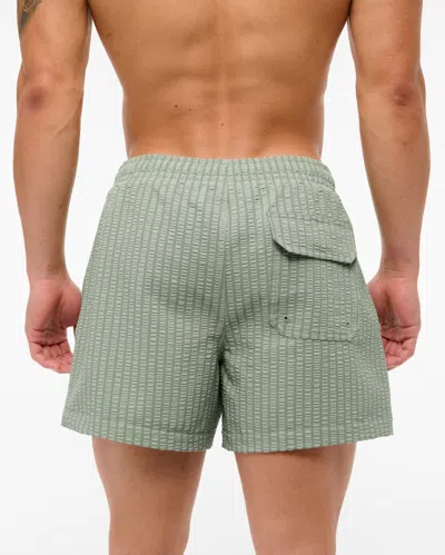 Abercrombie & Fitch Pull-on Wide Seersucker Swim Trunk In Blue