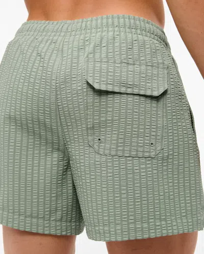 Abercrombie & Fitch Pull-on Wide Seersucker Swim Trunk In Blue