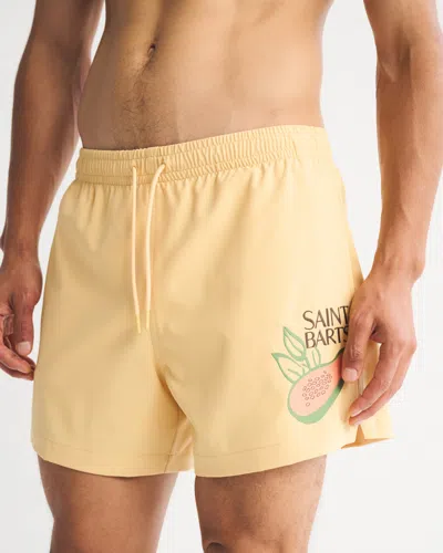 Abercrombie & Fitch Pull-on Embroidered Swim Trunk In Yellow