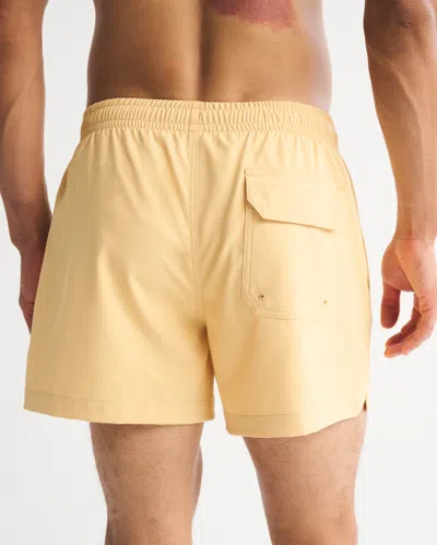 Abercrombie & Fitch Pull-on Embroidered Swim Trunk In Yellow