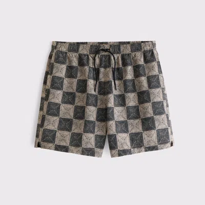 Abercrombie & Fitch Pull-on Seersucker Swim Trunk In Black