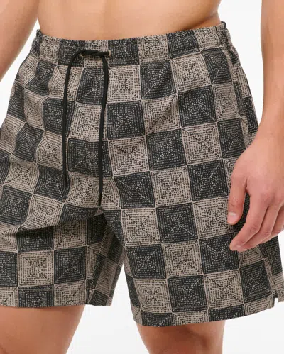 Abercrombie & Fitch Pull-on Seersucker Swim Trunk In Black