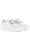Roger Vivier Sneaky Viv Crystal-embellished Leather Slip-on Sneakers In White