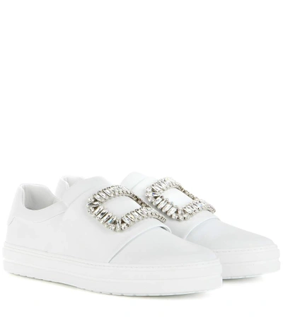 Shop Roger Vivier Sneaky Viv Embellished Leather Sneakers