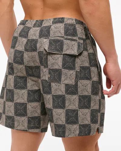 Abercrombie & Fitch Pull-on Seersucker Swim Trunk In Black