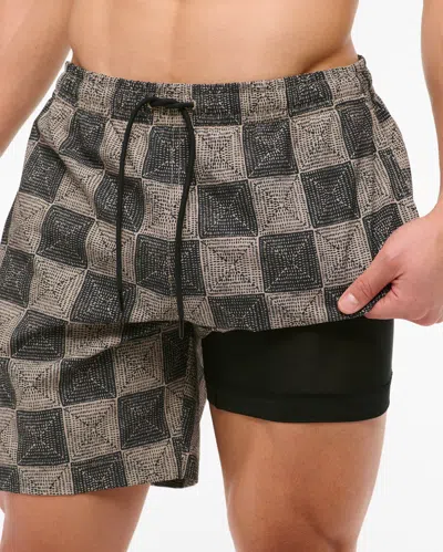 Abercrombie & Fitch Pull-on Seersucker Swim Trunk In Black