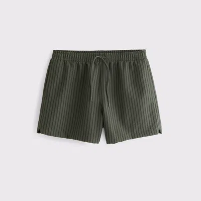 Abercrombie & Fitch Pull-on Wide Seersucker Swim Trunk In Green