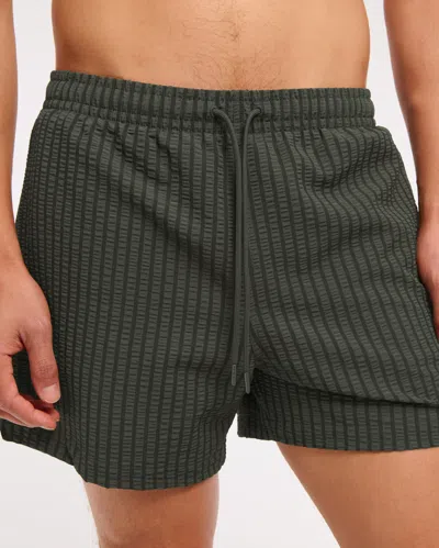 Abercrombie & Fitch Pull-on Wide Seersucker Swim Trunk In Green
