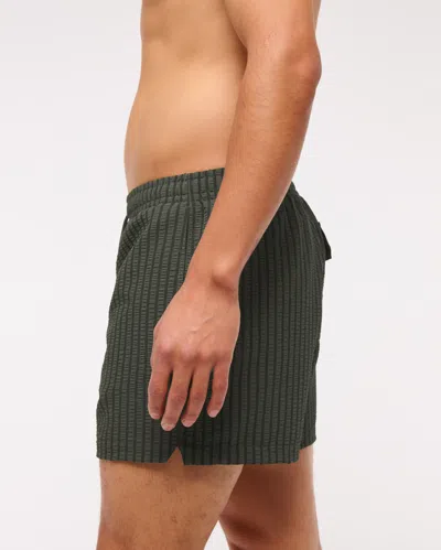 Abercrombie & Fitch Pull-on Wide Seersucker Swim Trunk In Green