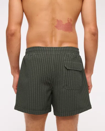 Abercrombie & Fitch Pull-on Wide Seersucker Swim Trunk In Green