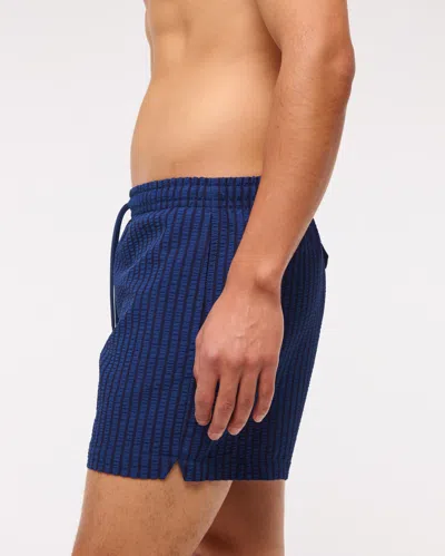Abercrombie & Fitch Pull-on Wide Seersucker Swim Trunk In Blue