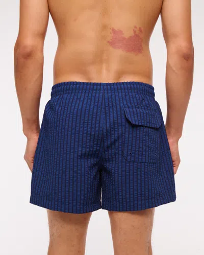 Abercrombie & Fitch Pull-on Wide Seersucker Swim Trunk In Blue