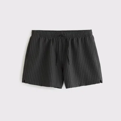 Abercrombie & Fitch Pull-on Wide Seersucker Swim Trunk In Black
