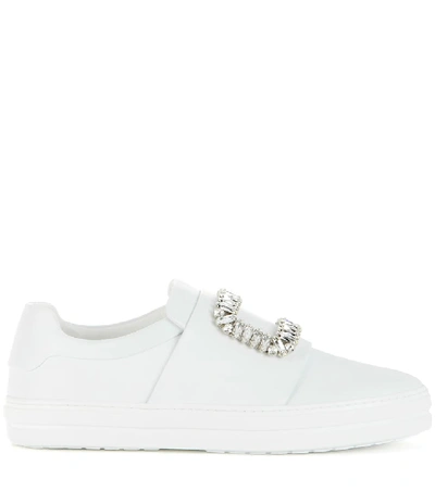 Shop Roger Vivier Sneaky Viv Embellished Leather Sneakers