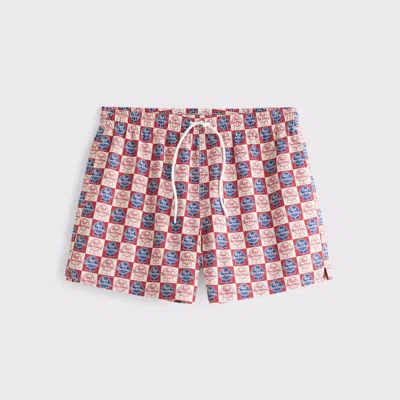 Abercrombie & Fitch Pabst Blue Ribbon Graphic Pull-on Swim Trunk In Blue