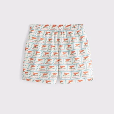 Abercrombie & Fitch Miller High Life Graphic Pull-on Swim Trunk In Red