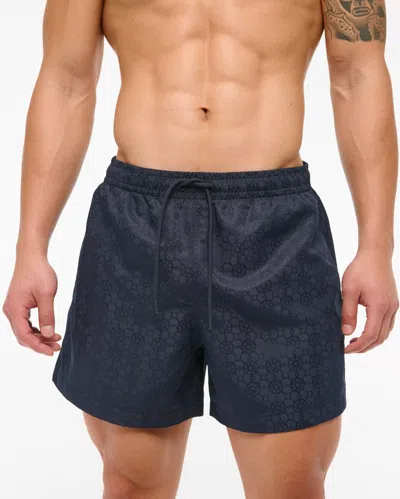 Abercrombie & Fitch Pull-on Jacquard Swim Trunk In Blue