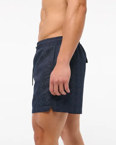 Abercrombie & Fitch Pull-on Jacquard Swim Trunk In Blue
