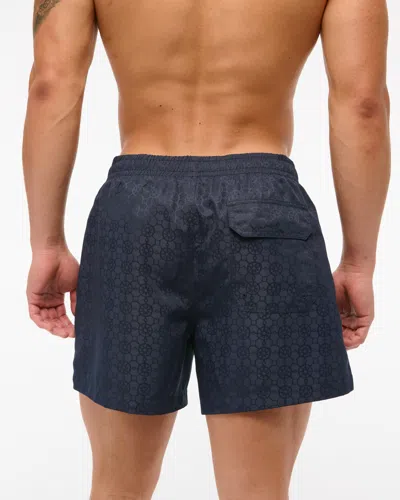Abercrombie & Fitch Pull-on Jacquard Swim Trunk In Blue