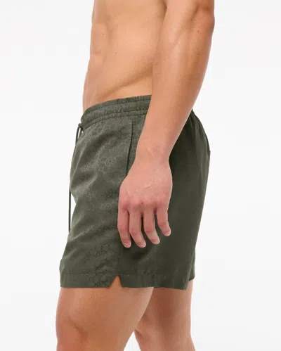 Abercrombie & Fitch Pull-on Jacquard Swim Trunk In Green