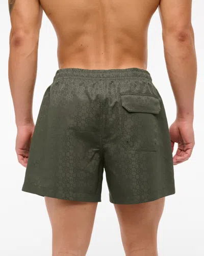 Abercrombie & Fitch Pull-on Jacquard Swim Trunk In Green