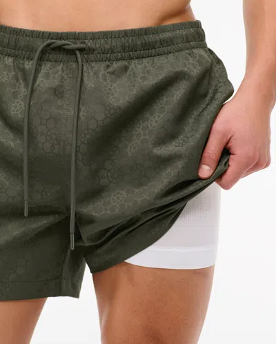 Abercrombie & Fitch Pull-on Jacquard Swim Trunk In Green