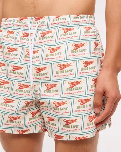 Abercrombie & Fitch Miller High Life Graphic Pull-on Swim Trunk In Gray