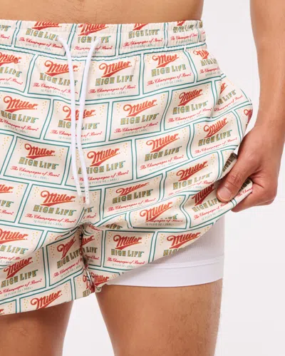 Abercrombie & Fitch Miller High Life Graphic Pull-on Swim Trunk In Gray