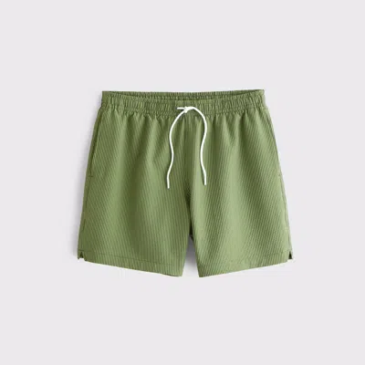Abercrombie & Fitch Pull-on Seersucker Swim Trunk In Green