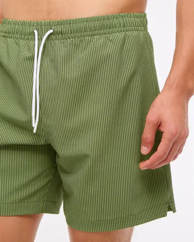 Abercrombie & Fitch Pull-on Seersucker Swim Trunk In Green