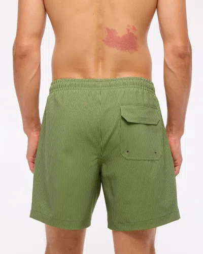 Abercrombie & Fitch Pull-on Seersucker Swim Trunk In Green