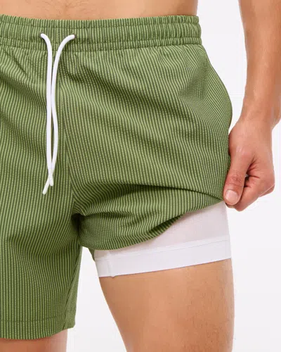 Abercrombie & Fitch Pull-on Seersucker Swim Trunk In Green