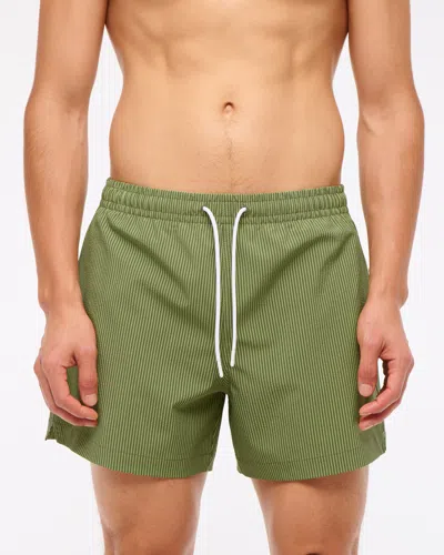 Abercrombie & Fitch Pull-on Seersucker Swim Trunk In Green