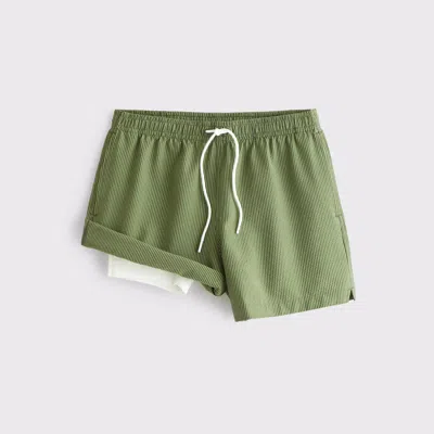 Abercrombie & Fitch Pull-on Seersucker Swim Trunk In Green