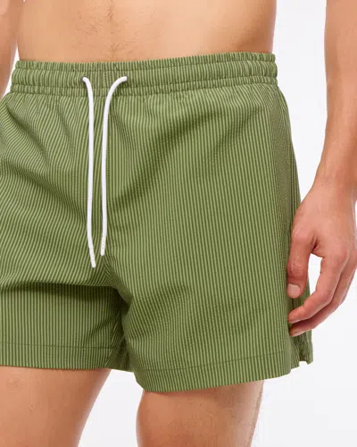 Abercrombie & Fitch Pull-on Seersucker Swim Trunk In Green