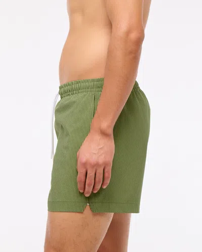 Abercrombie & Fitch Pull-on Seersucker Swim Trunk In Green