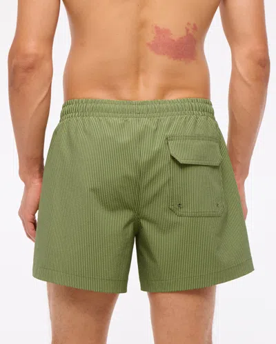 Abercrombie & Fitch Pull-on Seersucker Swim Trunk In Green