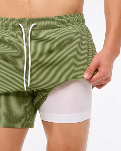 Abercrombie & Fitch Pull-on Seersucker Swim Trunk In Green
