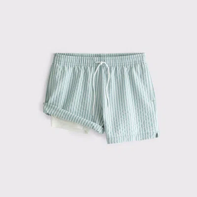 Abercrombie & Fitch Pull-on Wide Seersucker Swim Trunk In Blue