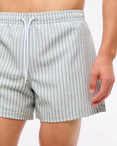 Abercrombie & Fitch Pull-on Wide Seersucker Swim Trunk In Blue