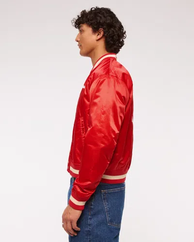 Abercrombie & Fitch Budweiser Varsity Bomber Jacket In Red