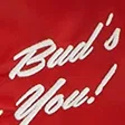 Abercrombie & Fitch Budweiser Varsity Bomber Jacket In Red