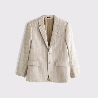 Abercrombie & Fitch The A&f Collins Slim Linen-blend Blazer In Metallic