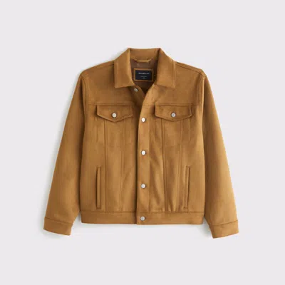 Abercrombie & Fitch Vegan Suede Trucker Jacket In Brown