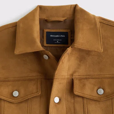 Abercrombie & Fitch Vegan Suede Trucker Jacket In Brown