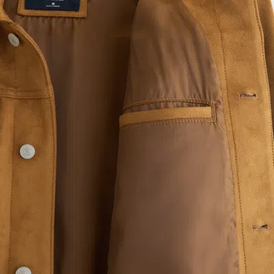 Abercrombie & Fitch Vegan Suede Trucker Jacket In Brown