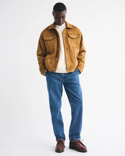 Abercrombie & Fitch Vegan Suede Trucker Jacket In Brown