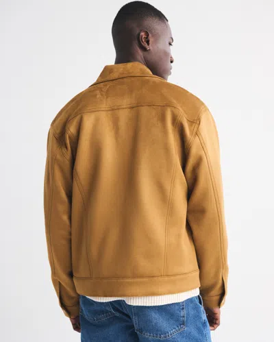 Abercrombie & Fitch Vegan Suede Trucker Jacket In Brown