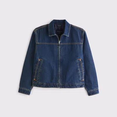 Abercrombie & Fitch Easy Denim Zip Jacket In Blue